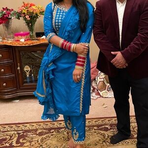 Beautiful blue handwork pant set